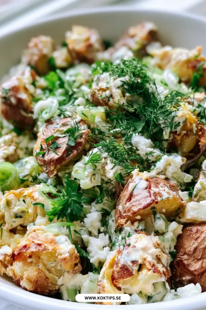 Krispig potatissallad med kross potatis: ett recept du kommer göra om och om igen