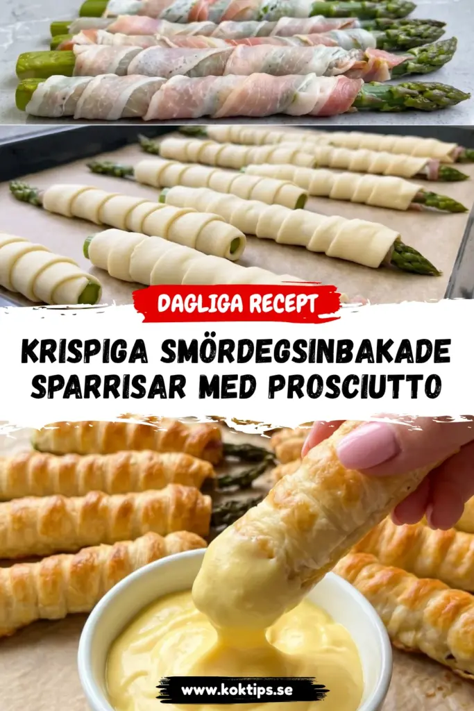 Krispiga smördegsinbakade sparrisar med prosciutto