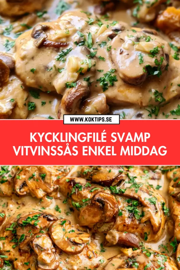 Kycklingfilé svamp vitvinssås — det enkla middagsreceptet du kommer göra om och om igen