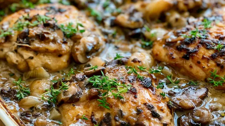 Enkel kycklinggratäng: krämig gratäng med svamp och timjan till vardags
