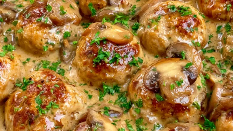 Saftiga kycklingköttbullar i champinjonsås: enkelt recept du vill laga varje vecka