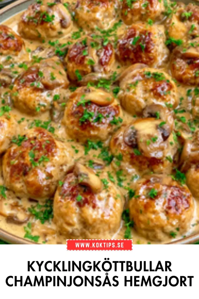 Saftiga kycklingköttbullar i champinjonsås: enkelt recept du vill laga varje vecka