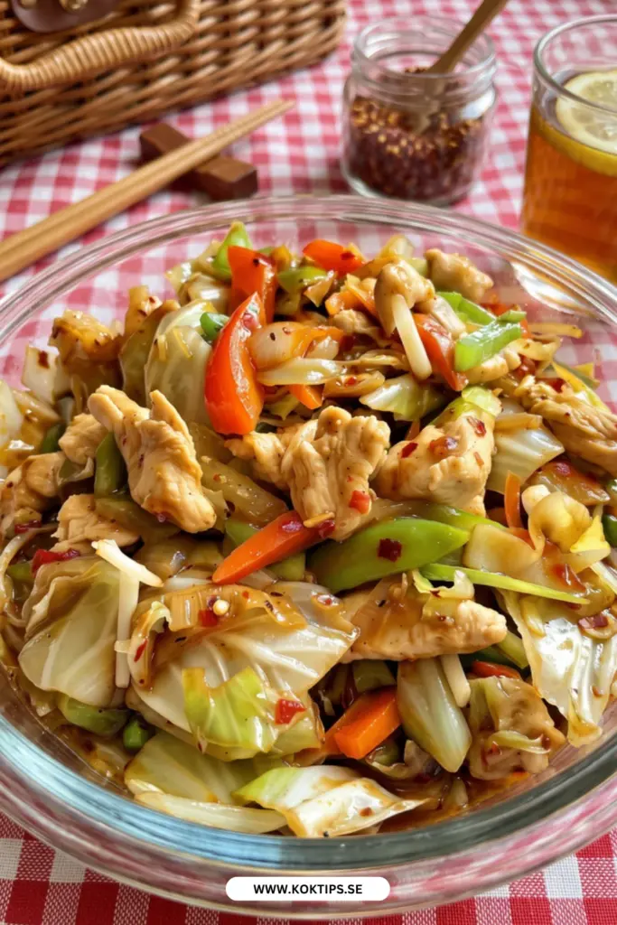 Kycklingwok med vitkål och paprika: enkelt recept som smakar fantastiskt