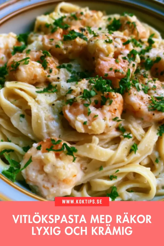 Enkel vitlökspasta med räkor: klassisk räkpasta fylld med smak och krämighet