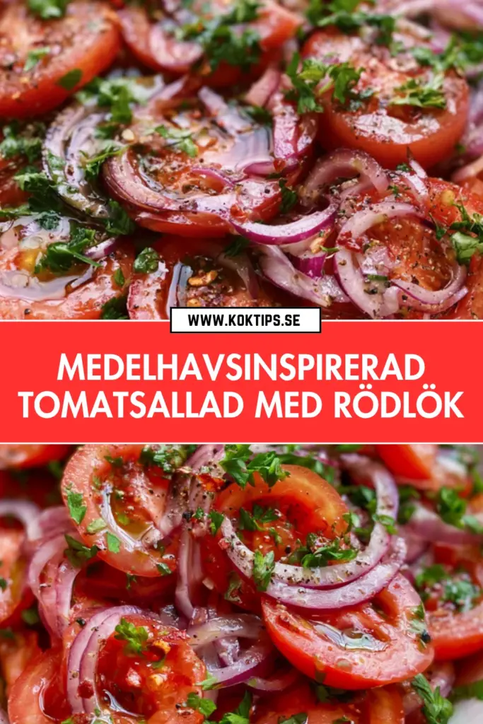 Klassisk medelhavsinspirerad tomatsallad med rödlök och citrusdressing