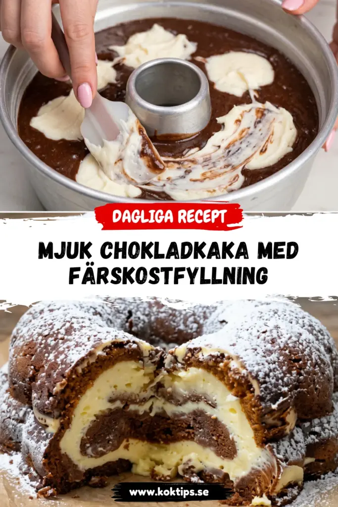 Mjuk chokladkaka med färskostfyllning