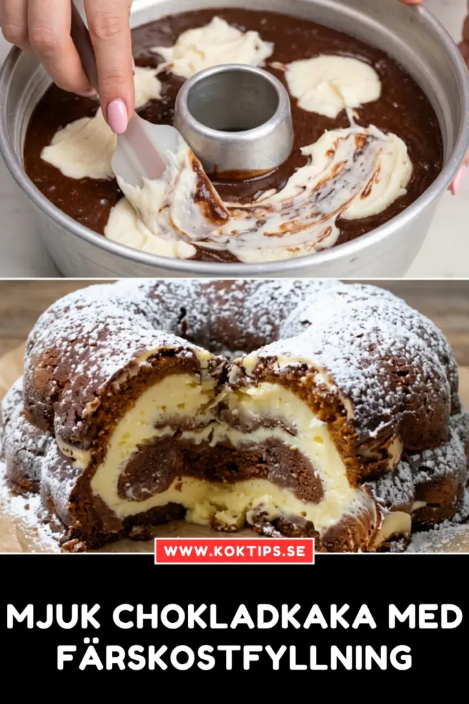 Mjuk chokladkaka med färskostfyllning