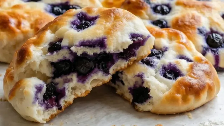 Mjuka blåbärsbullar med vaniljkräm
