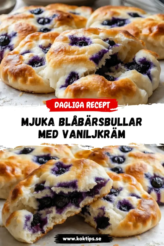 Mjuka blåbärsbullar med vaniljkräm
