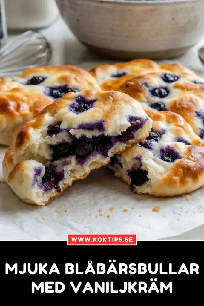 Mjuka blåbärsbullar med vaniljkräm
