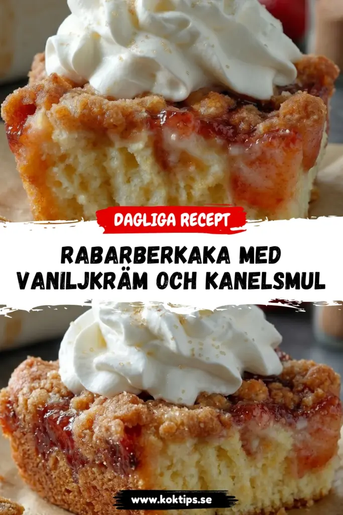 Rabarberkaka med vaniljkräm och kanelsmul