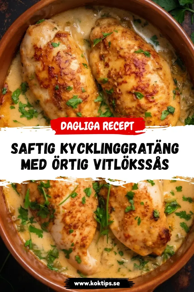 Saftig kycklinggratäng med örtig vitlökssås