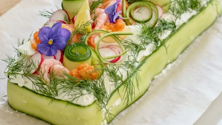 Smörgåstårta med tonfisk, räkor och ägg