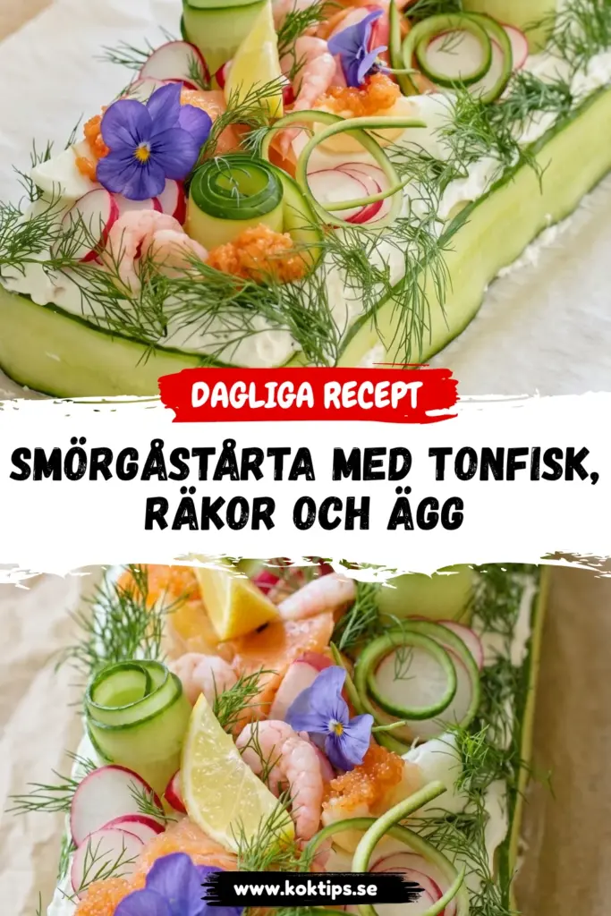 Smörgåstårta med tonfisk, räkor och ägg