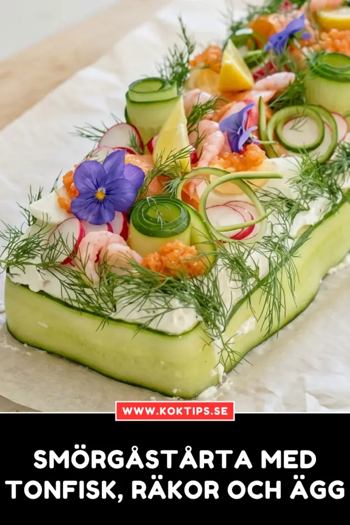 Smörgåstårta med tonfisk, räkor och ägg