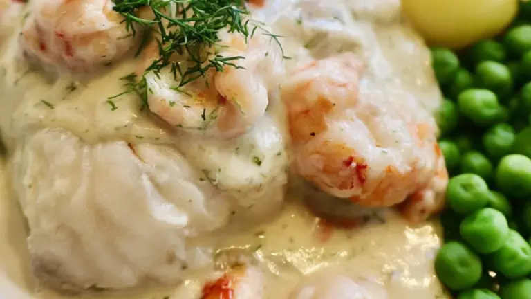 Krämig torskrygg med kräftstjärtar och dillsås direkt från ugnen