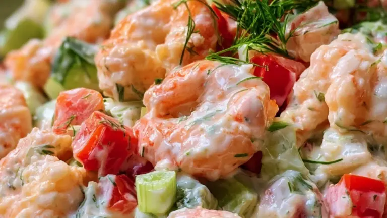 Räksallad med krispiga grönsaker och dill: ett enkelt och klassiskt recept