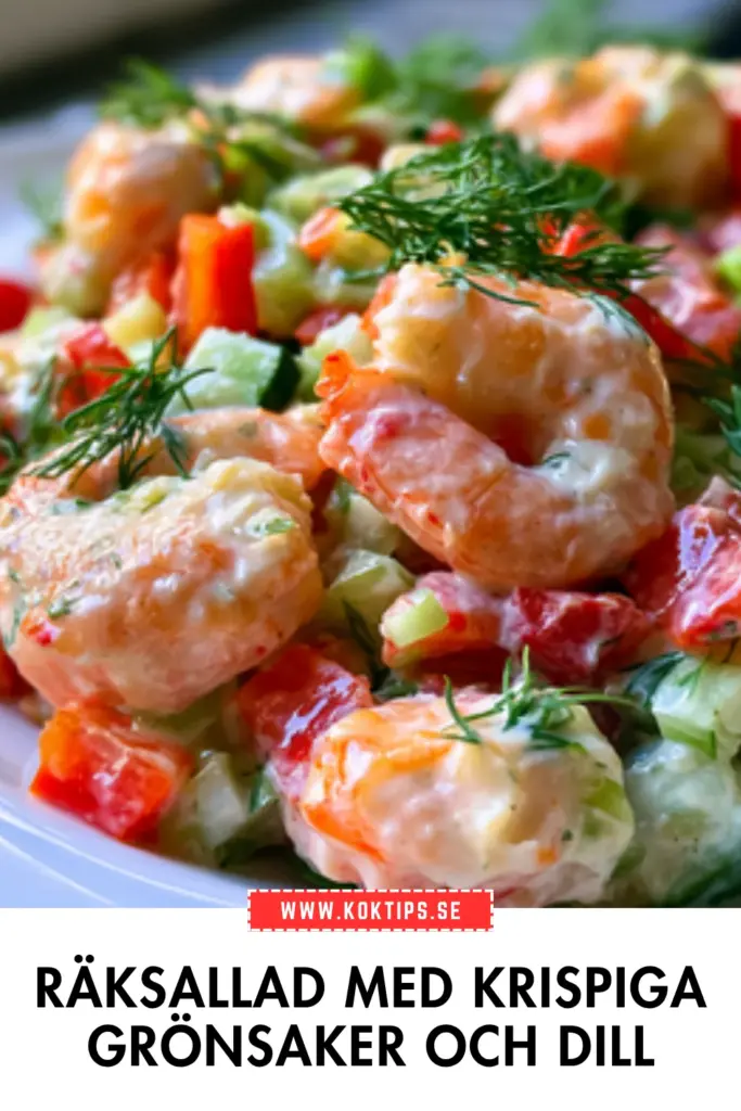 Räksallad med krispiga grönsaker och dill: ett enkelt och klassiskt recept