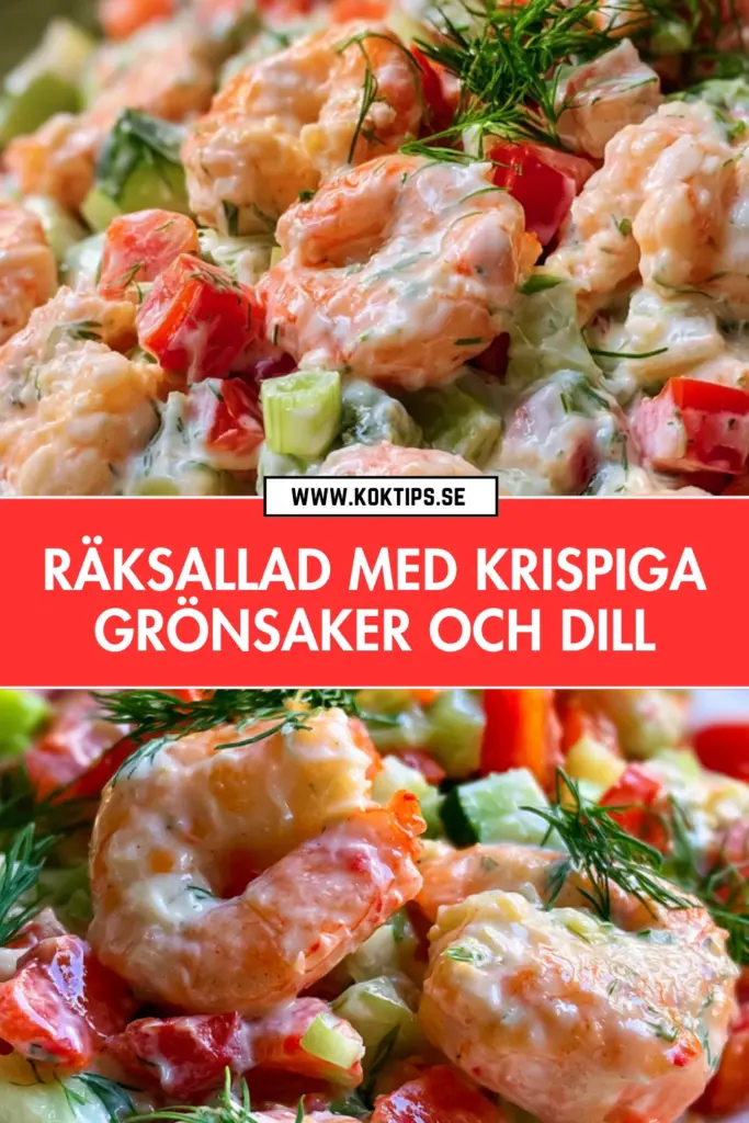 Räksallad med krispiga grönsaker och dill: ett enkelt och klassiskt recept