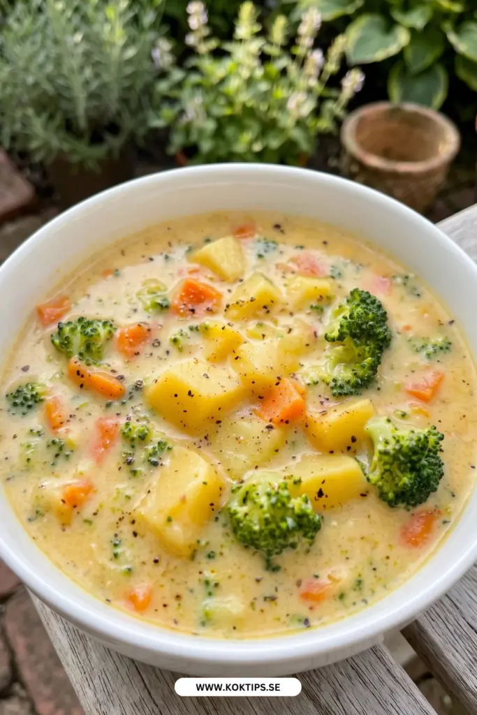 Broccoli potatissoppa slowcooker: en enkel och värmande soppa för hela familjen