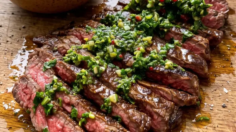 Chimichurribiff: snabbt och hemlagat recept med krämig örtig sås