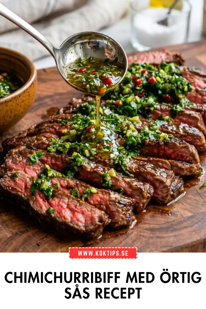 Chimichurribiff: snabbt och hemlagat recept med krämig örtig sås