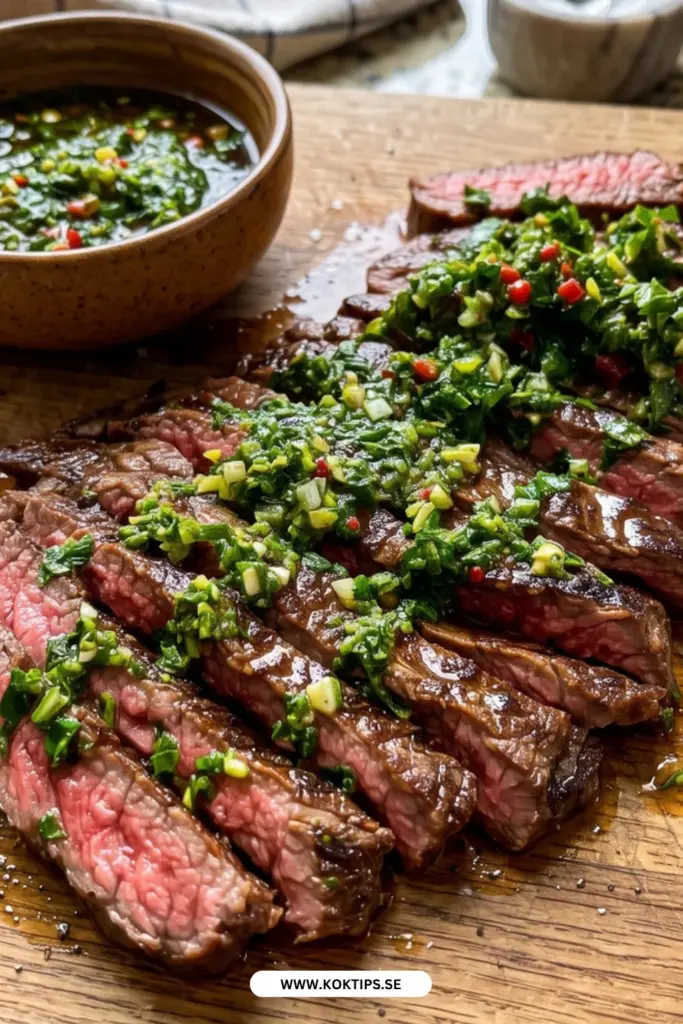 Chimichurribiff: snabbt och hemlagat recept med krämig örtig sås