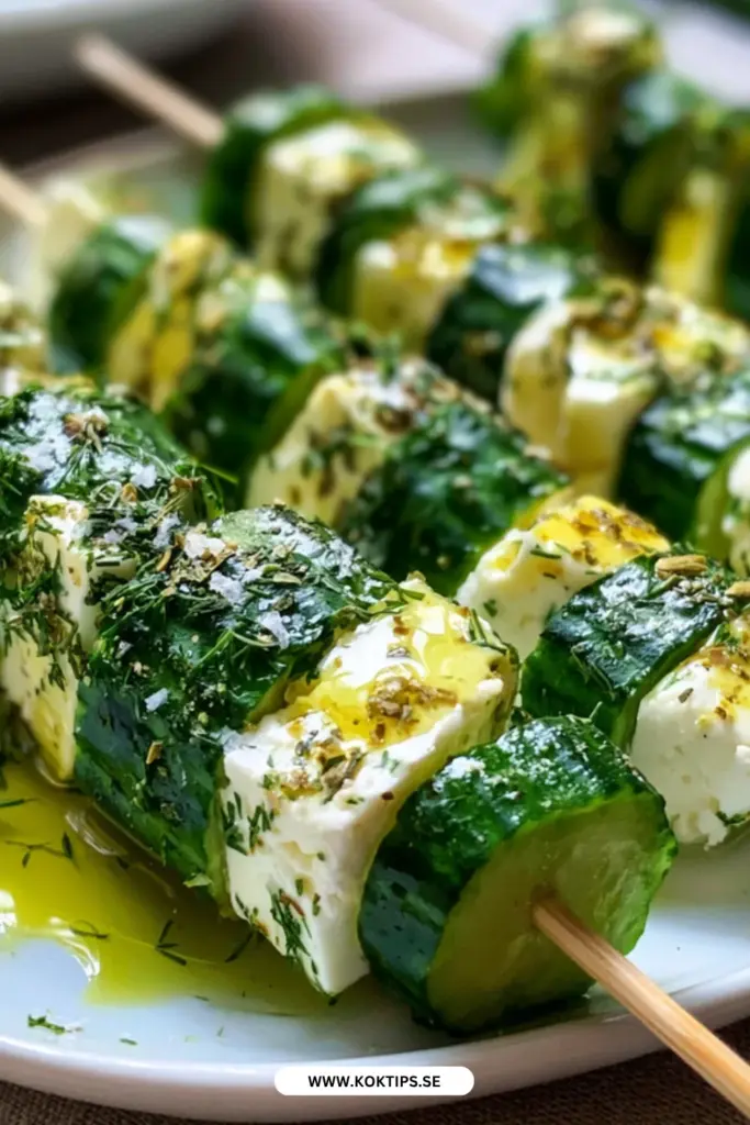 Fetaspett med gurka och dill: det enklaste och godaste sommarsnackset
