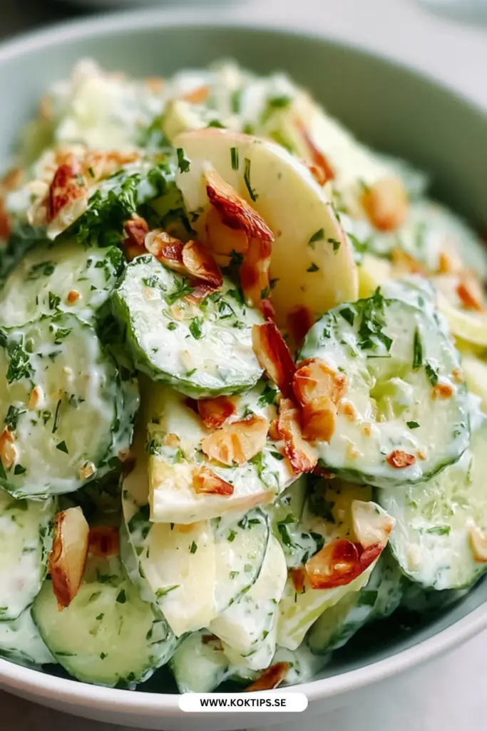 Gurk- och äppelsallad med krämig dressing