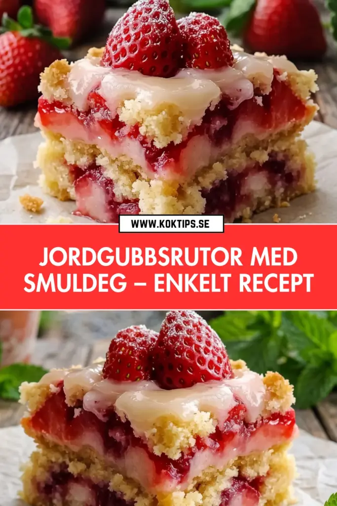 Enkla och krispiga jordgubbsrutor med smuldeg: klassiskt hemlagat på 30 minuter