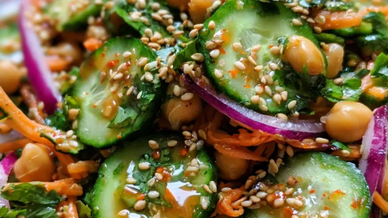 Krispig kikärtssallad med gurka och sesamdressing: snabb och mättande vardag