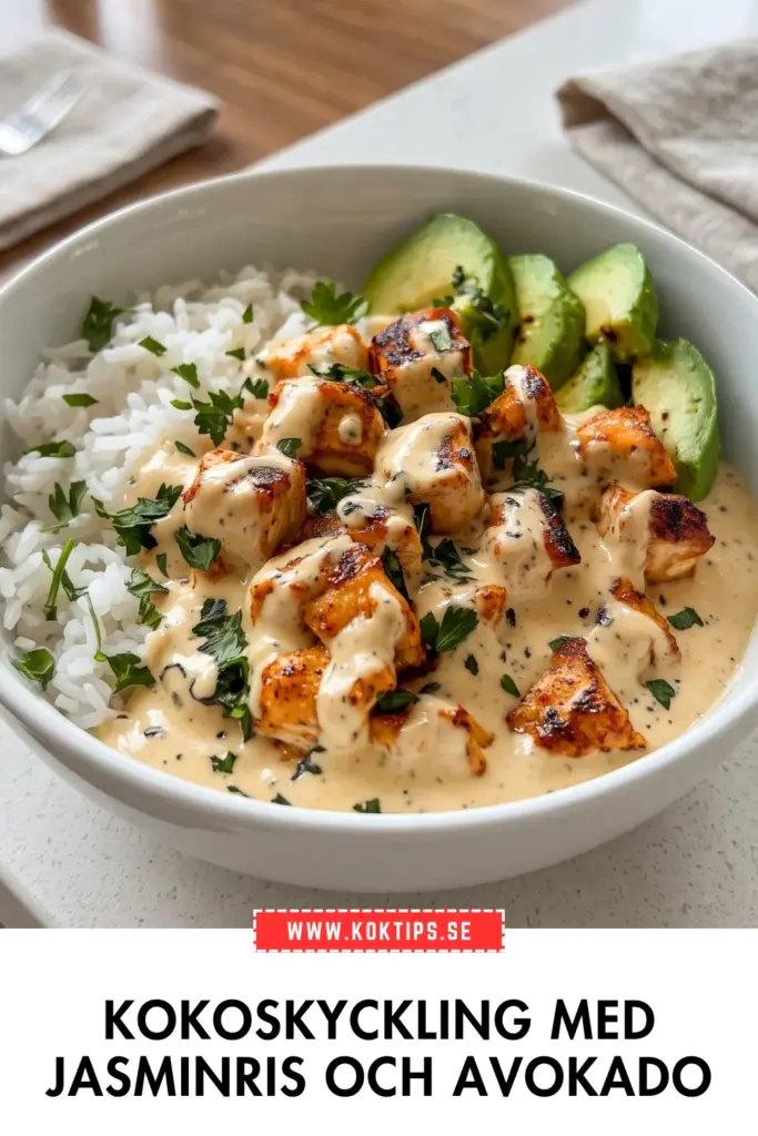Kokoskyckling med jasminris och avokado: det krämiga receptet du kommer älska