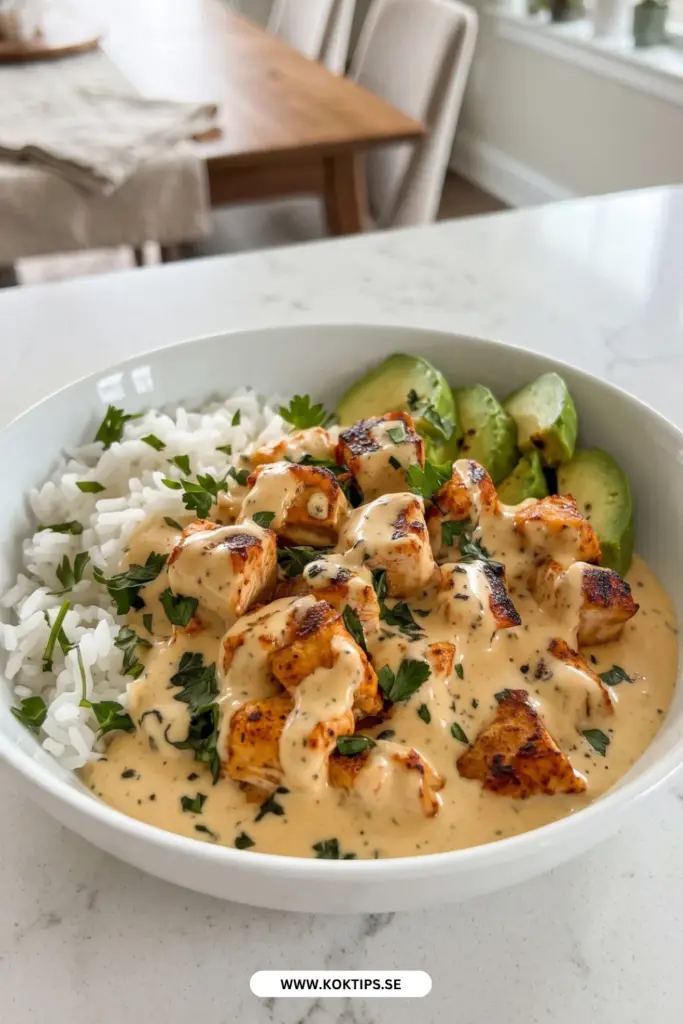 Kokoskyckling med jasminris och avokado: det krämiga receptet du kommer älska