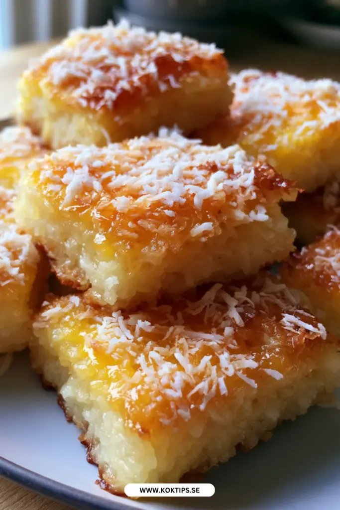 Kokosruta recept med klibbigt rismjöl: saftigt, gyllene och oemotståndligt gott