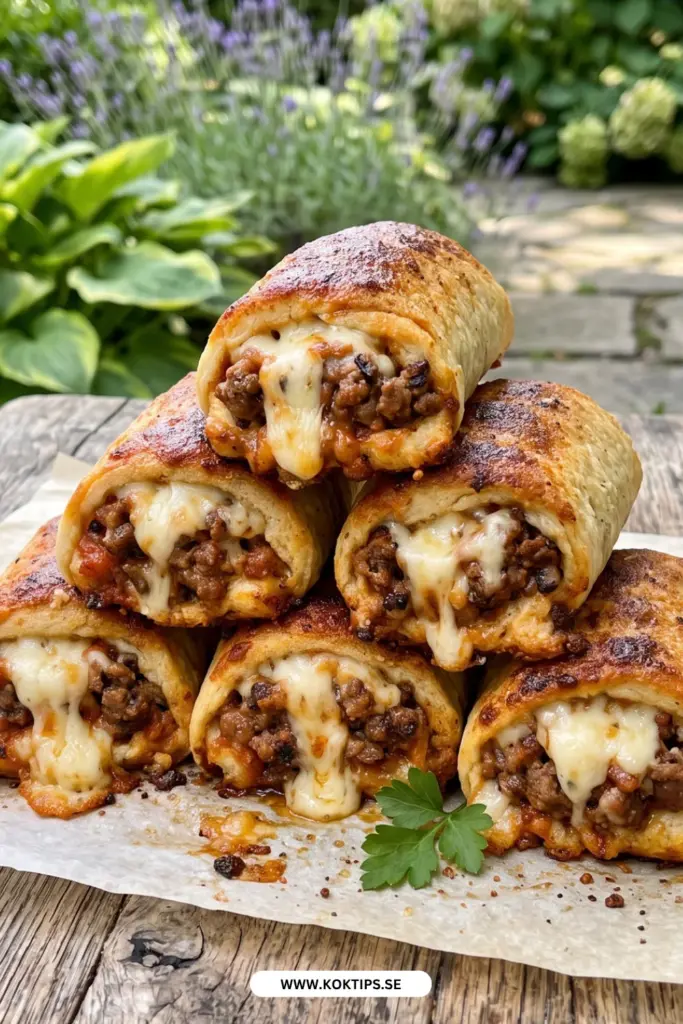 Köttfärsfyllda pizzarullar på bara 5 ingredienser: enkla och oemotståndliga