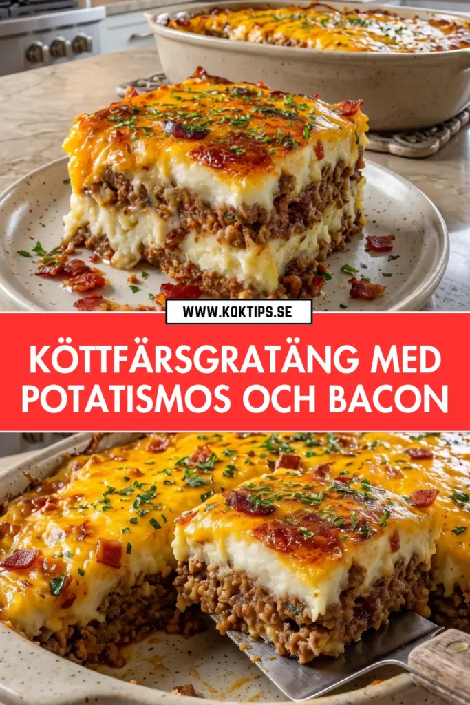 Enkel köttfärsgratäng med krispigt bacon och krämigt potatismos