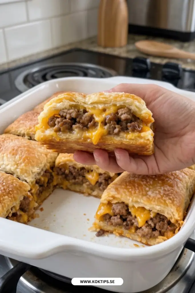 Enkel köttfärspaj med krispig smördeg och smält cheddarost