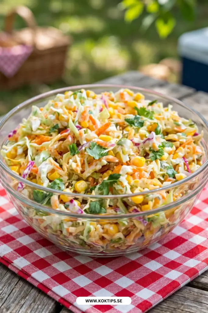 Krämig kålsallad med lime och majs: snabb, krispig och full av smak