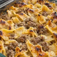 Krämig köttfärsgratäng med nudlar recept