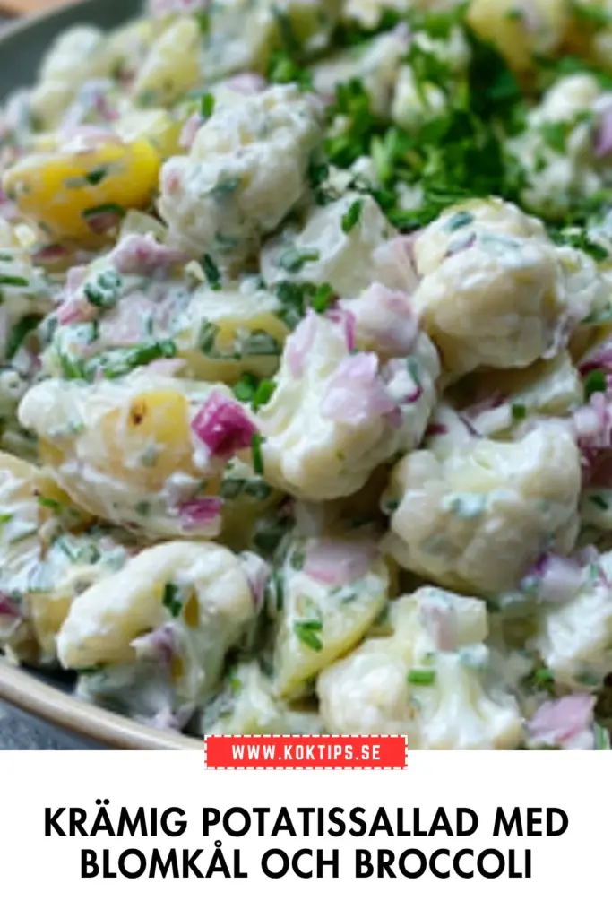 Enkel krämig potatissallad med grönsaker som alltid imponerar