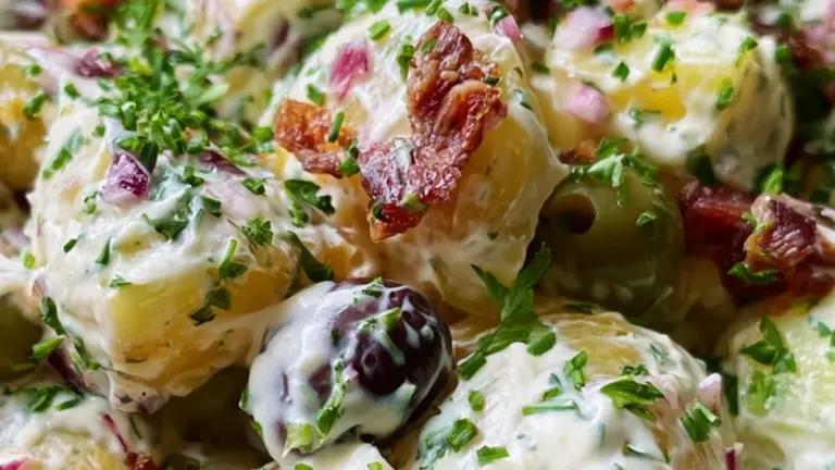 Krämig potatissallad med oliver: klassiskt recept med stor smak