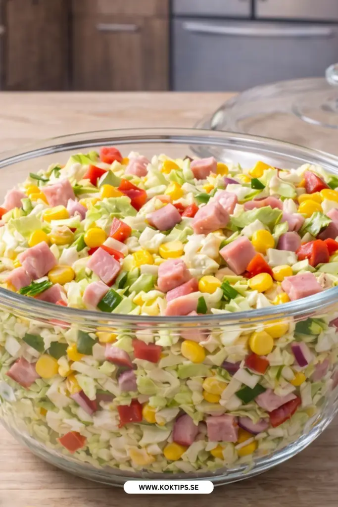 Enkel och mättande krämig skinksallad: klassiskt recept med potatis och ost