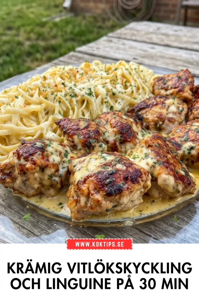 Krämig vitlökskyckling med linguine: middagen som är klar på 30 minuter