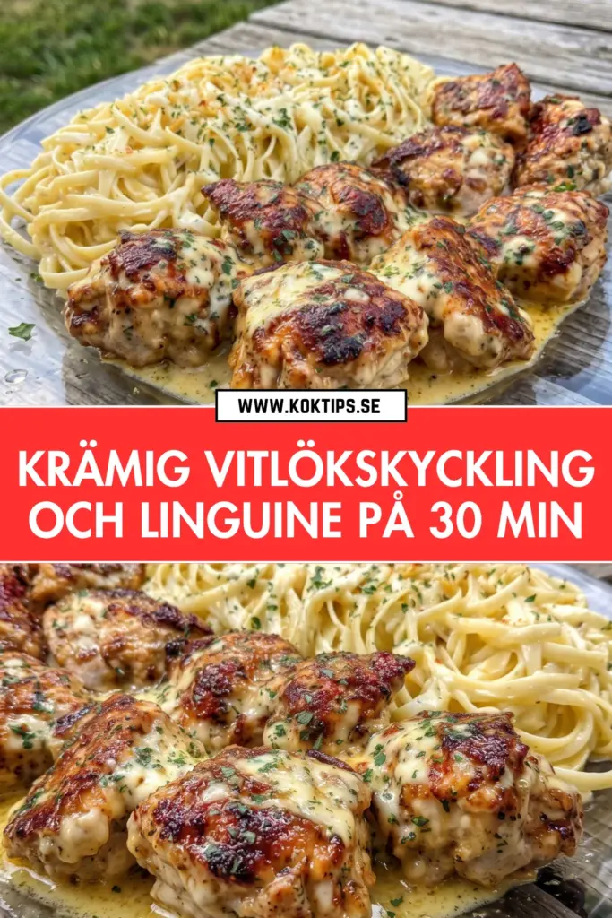 Krämig vitlökskyckling med linguine: middagen som är klar på 30 minuter
