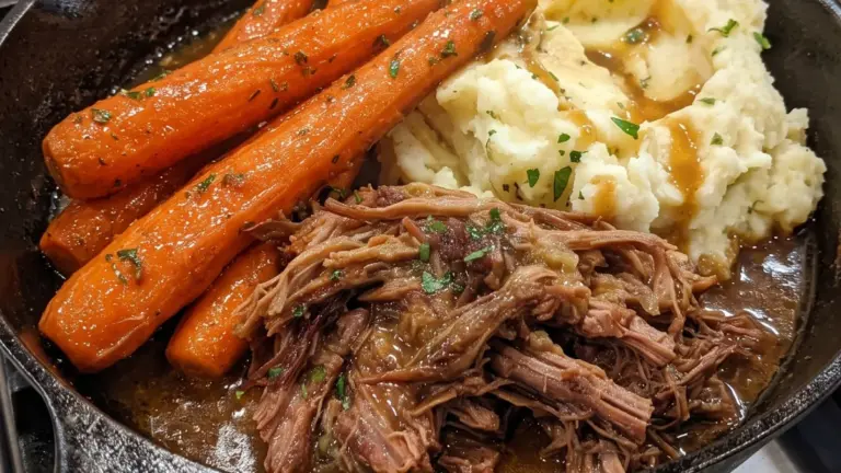 Långkokt högrev med potatismos och morötter: det bästa hemlagade receptet