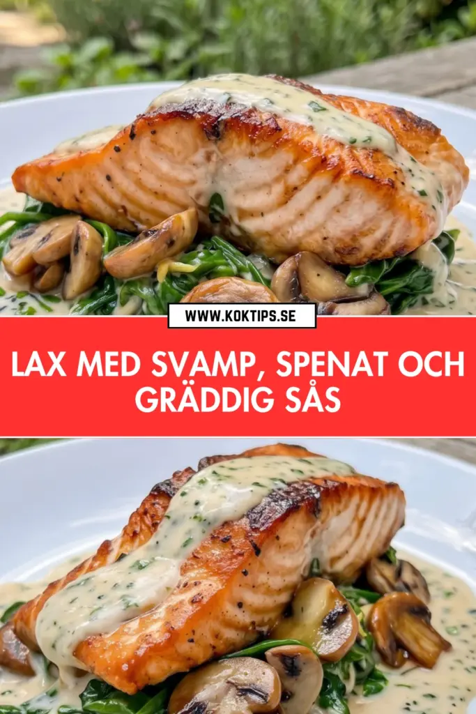Lax med svamp och spenat: det bästa hemlagade receptet med gräddig sås