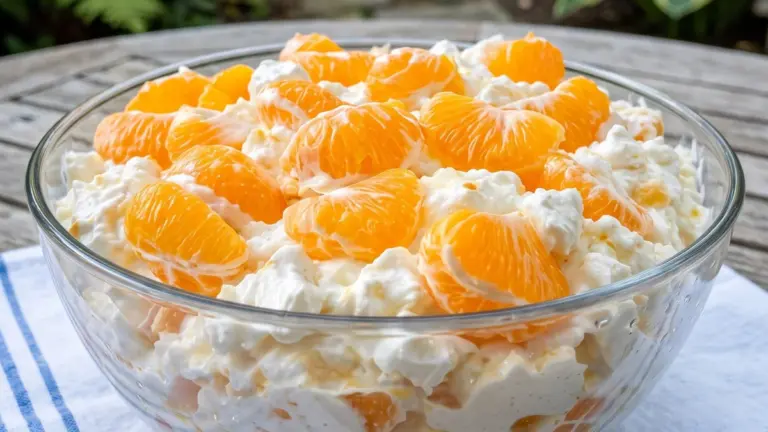 Mandarinsallad med ananas och vaniljkräm: enkel klassiker på bara några minuter