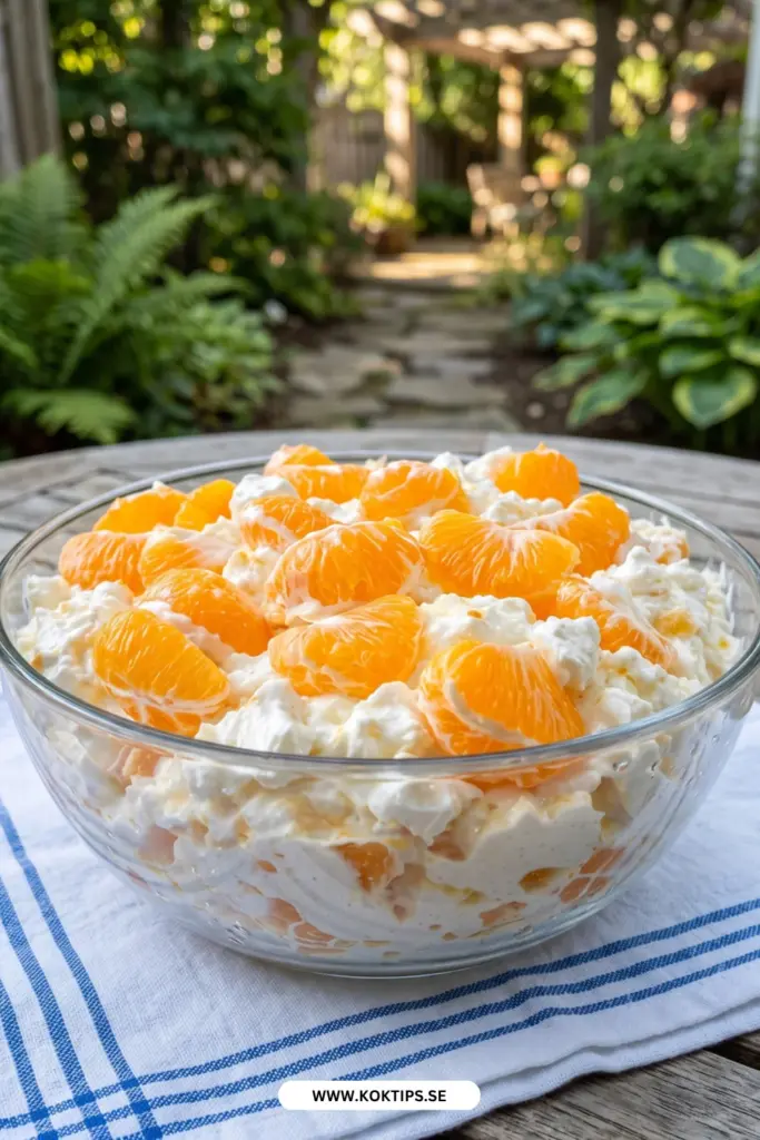 Mandarinsallad med ananas och vaniljkräm: enkel klassiker på bara några minuter