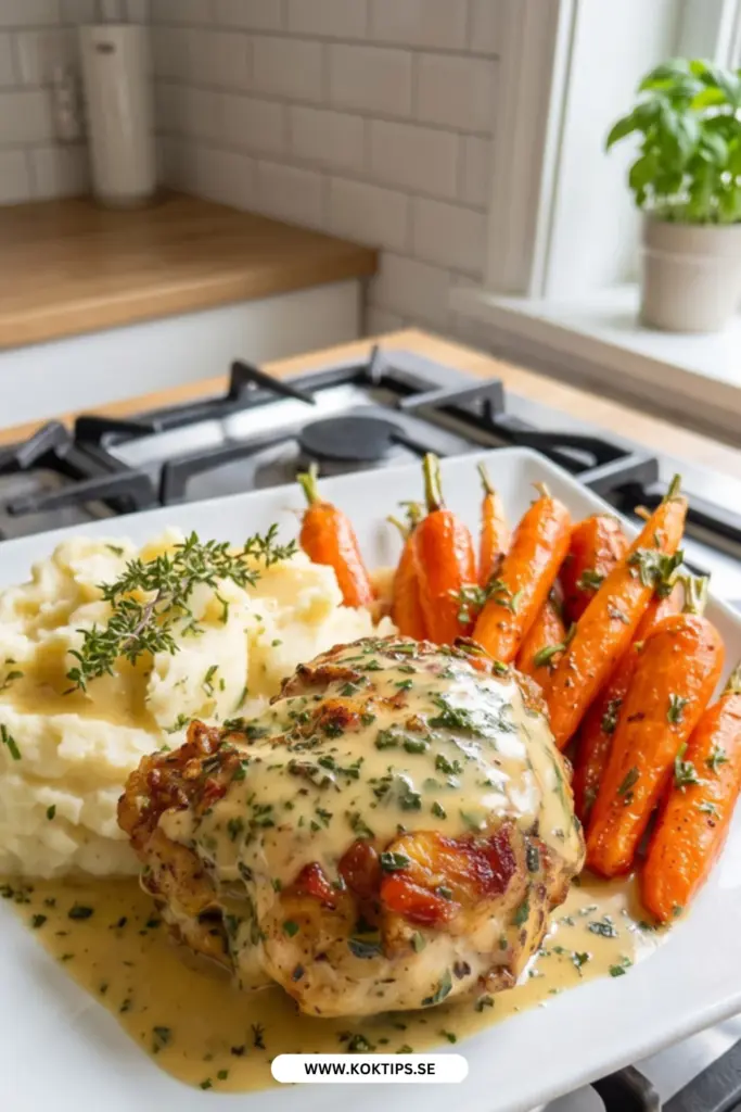 Örtkyckling med krämig sås: en riktigt god middag hela familjen älskar