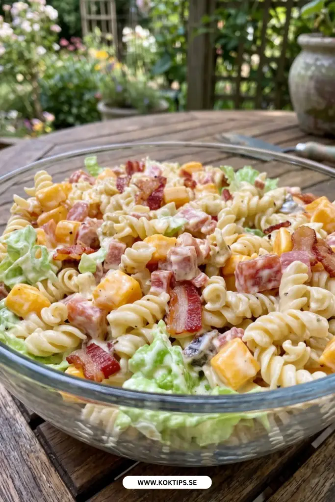 Pastasallad med bacon och ranch: enkelt recept som alltid imponerar